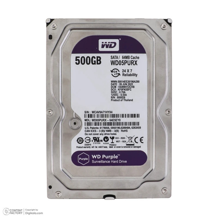 قیمت هارد دیسک اینترنال وسترن دیجیتال 500 گیگابایت