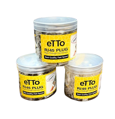 سوکت شبکه eTTo CAT6 UTP میان گذر، سوکت شبکه eTTo ته باز OPEN END بسته 100عددی