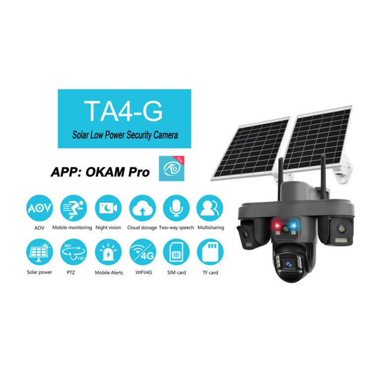 قیمت دوربین سیمکارتی خورشیدی چهار لنز 4*4 مگاپیکسل برند O-KAM pro