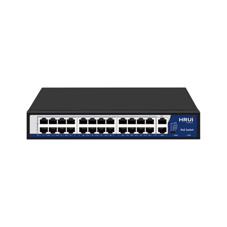 سوییچ شبکه 24 پورت PoE مگابایت و 2 پورت Uplink گیگ و یک پورت SFP گیگ مدل HR902 AF 242G 300