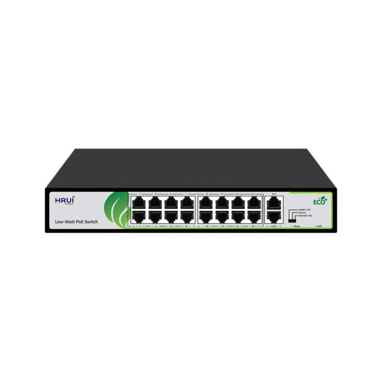 سوییچ شبکه 16 پورت PoE مگابایت و 2 پورت Uplink گیگ مدل HR902 AF 162G 200