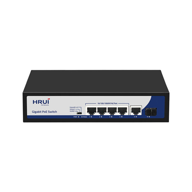 سوئیچ 4 پورت PoE گیگ و 1 پورت Uplink گیگ و 1 پورت Uplink SFP مدل HR900 AFG 411NS 120