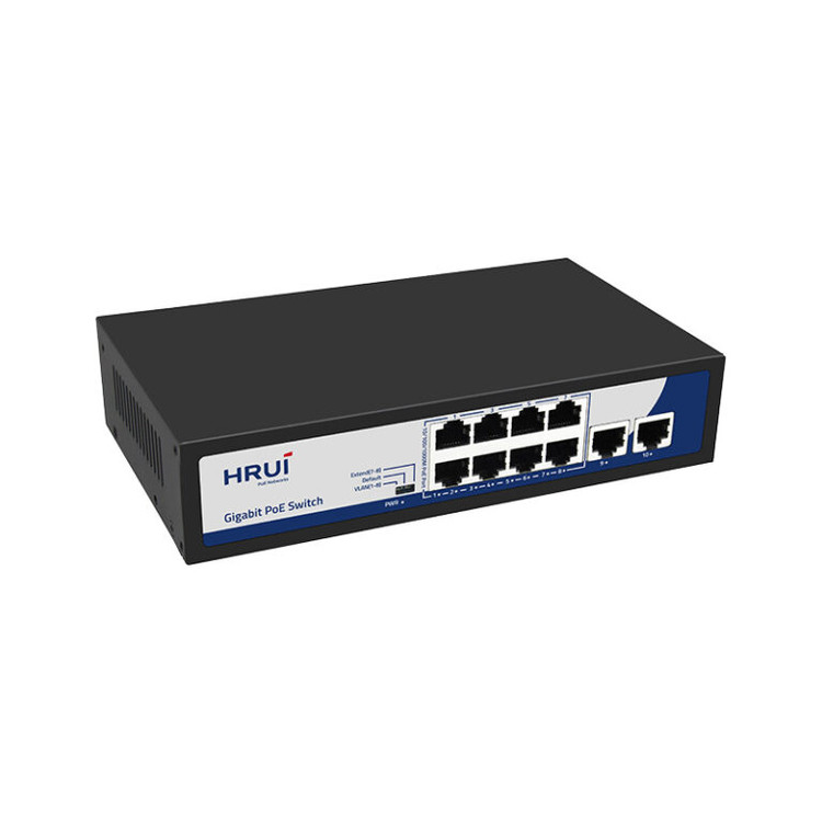 سوئیچ 8 پورت PoE گیگ و 2 پورت Uplink گیگ مدل HR901 AFG 82N