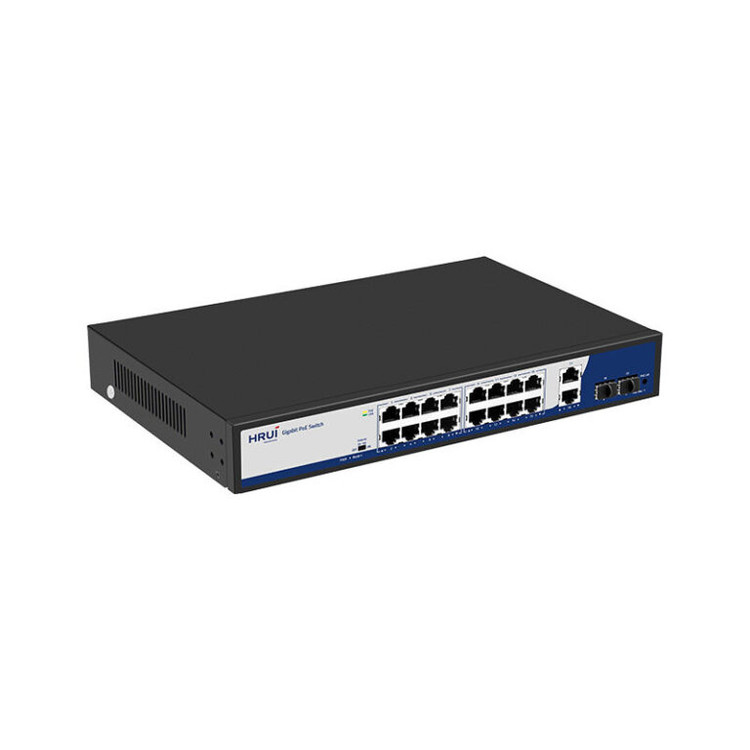 سوئیچ 16 پورت PoE گیگ و 2 پورت Uplink گیگ و 2 پورت SFP Uplink گیگ مدل HR900 AFG 1622S 300