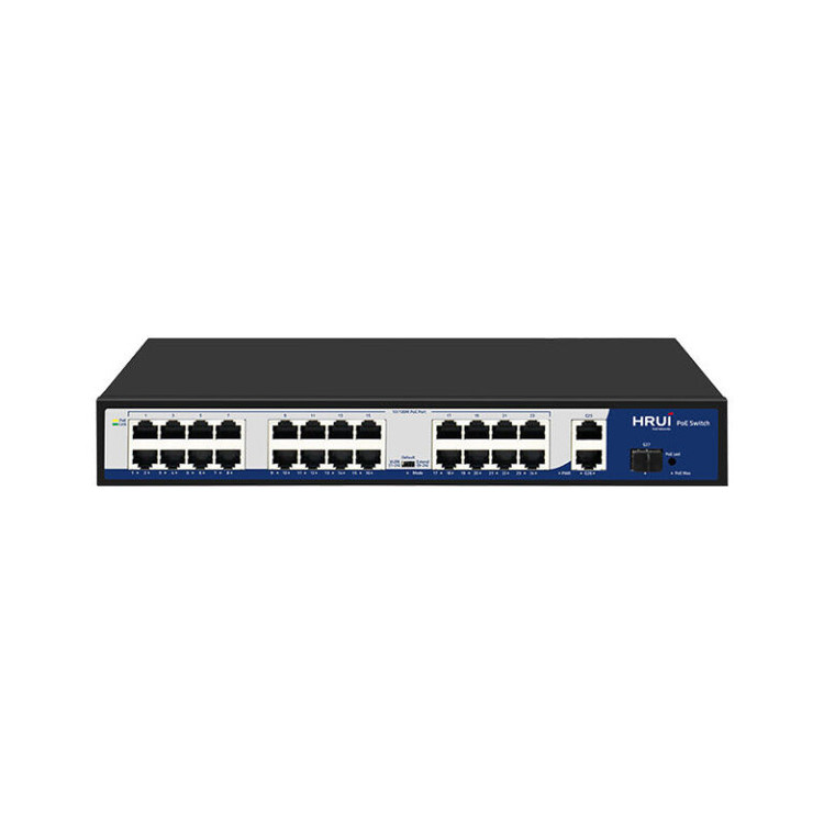 سوئیچ 24 پورت 10/100Mbps PoE و 2 پورت Uplink گیگ و یک پورت SFP گیگ مدل HR900 AF 2421GS 300