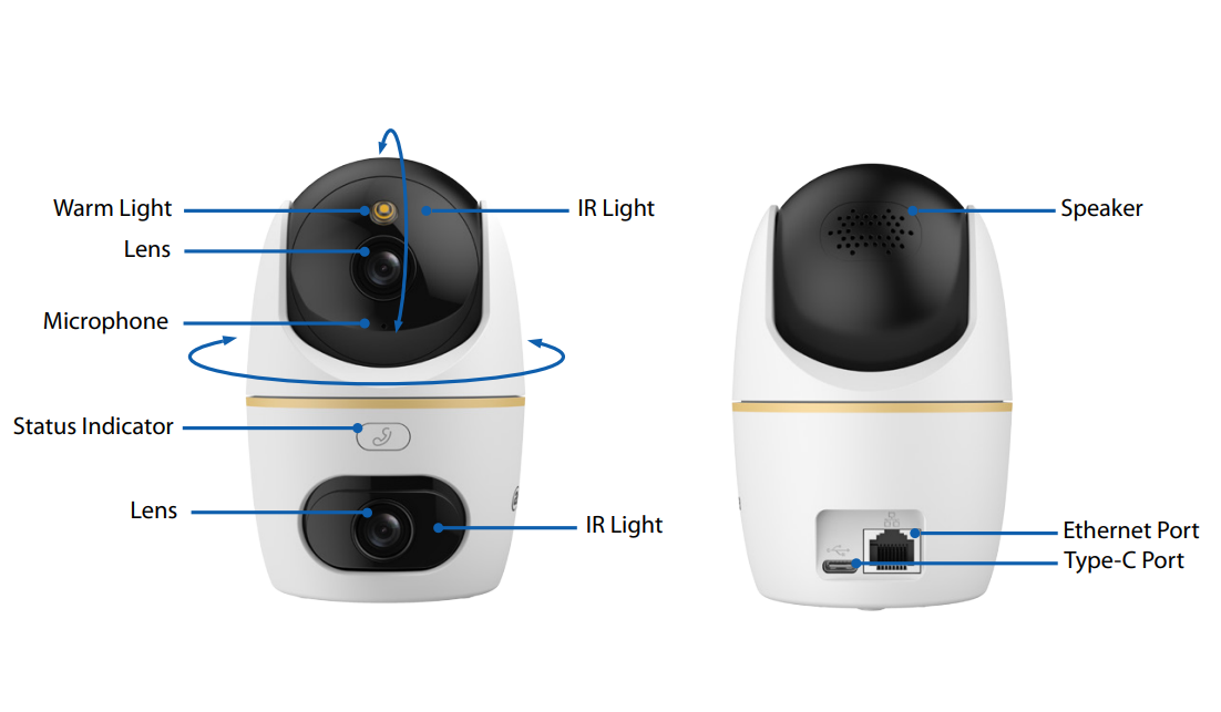 قیمت دوربین وایرلس بیبی کم دو لنز داهوا 3 + 3 مگاپیکسل مدل H3D 3F